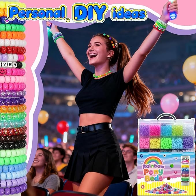6000Pcs Pony Beads Bulk,30 Colors Rainbow Kandi Bead for Hair Braiding Friendship Bracelet Making Kandi Jewelry Key Chains DIY Crafts Chirstmas Gifts (11000PCS)
