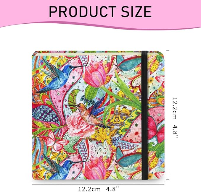 Mifuner 4.8x4.8in 80gsm Mini Notebooks Art Blank Pages Sketchbooks Travel Journal Pocket Hardcover Paint Writing Notebook Blank Diary Memo Planner Sketchbook Fabric Cover.Hummingbird