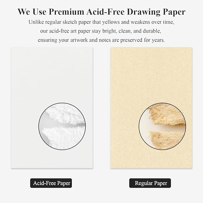 9" x 12" Sketch Book, Hardcover Sketchbook, Top Spiral Bound Sketch Pad, 100 Sheets (68lb/100gsm) Drawing Paper Pad, Art Supplies for Adults for Kids Drawing Notebook.