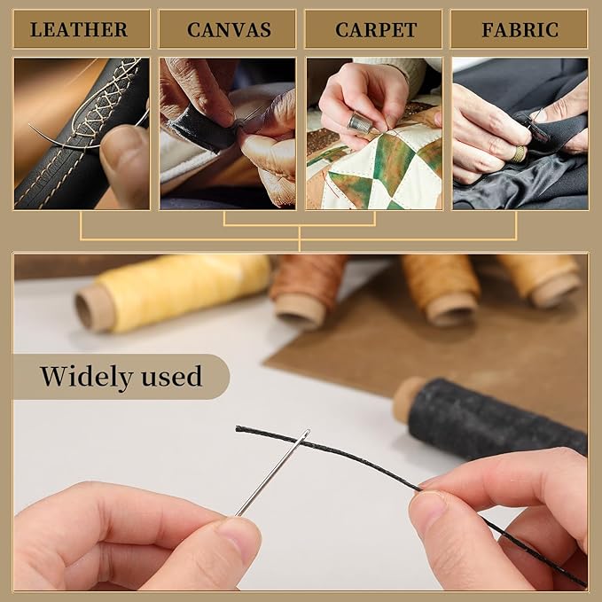 Jupean 24 Colors Leather Thread, Waxed Thread for Hand Sewing Polyester Leather Sewing Threads DIY Bracelets Bookbinding