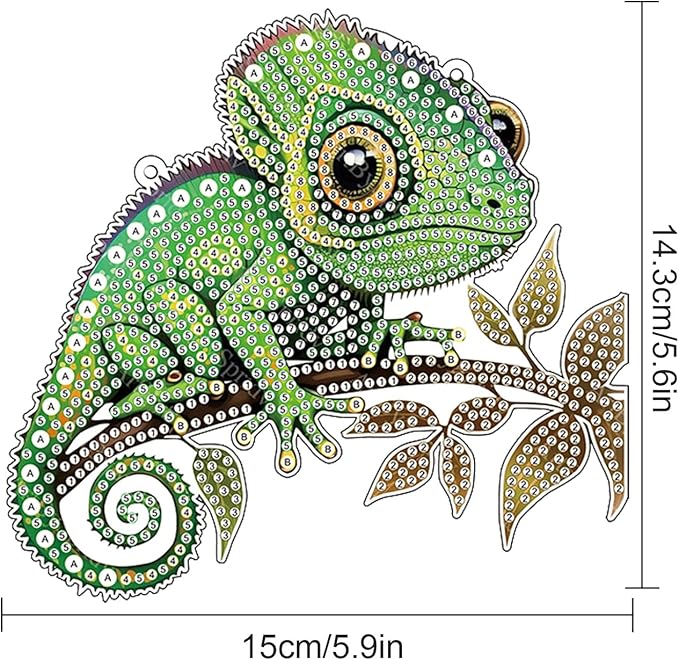 AiYuanzsh Diamond Painting Kits Hanging Pendant, Animal Chameleon Diamond Art Hanging Sign DIY Special Shaped Crystal Pendant Ornaments for Door Wall Window Home Xmas Halloween Decor