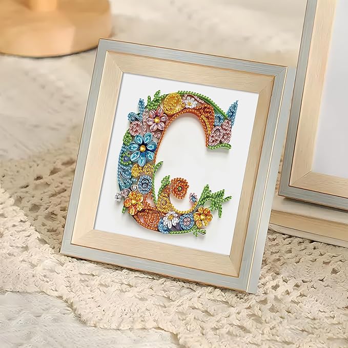 MVVMTOP Diamond Painting Kit, 5D DIY Letter C, Special Shape Crystal Artificial Diamond Art Partial Mosaic Handicraft for Beginners, Wall Decor Gift for Bedroom, Office, Living Room 6.7x6.7in