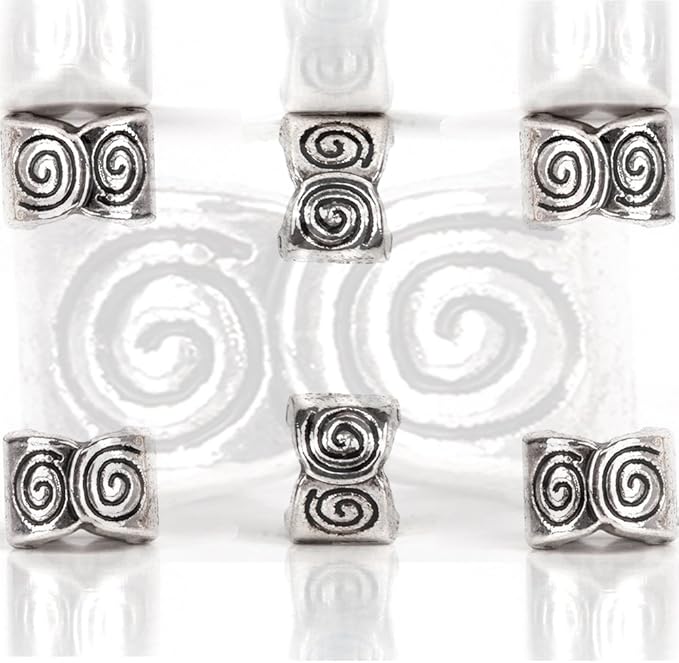 RUBYCA 50pcs Tibetan Silver Tone Spacer Beads Fit European Charms Bracelet Spiral Pattern Design