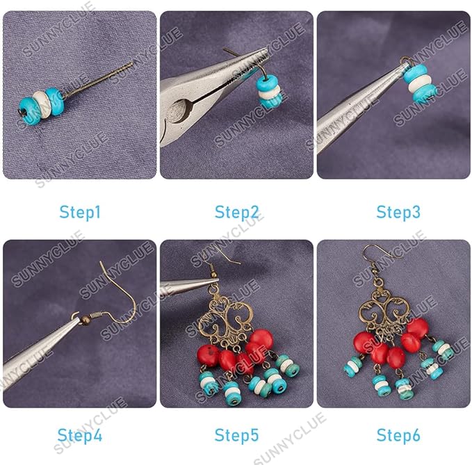 SUNNYCLUE 1 Box DIY Make 10 Pairs Bohemian Chandelier Earrings Making Kit Including Chandelier Links Turquoise Beads Earring Findings for Women Beginners DIY Earring Jewelry Making Crafts