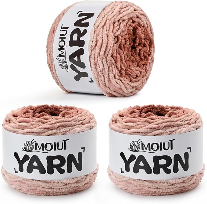Blanket Perfect Ombre Cake Yarn - Baby Yarn for Crocheting Soft - 3 Pack of 10.6oz/300g - #6 Super Bulky - 197 Yards for Knitting, Crafts & Amigurumi, Chunky Chenille Yarn(3 Milk Coffee)