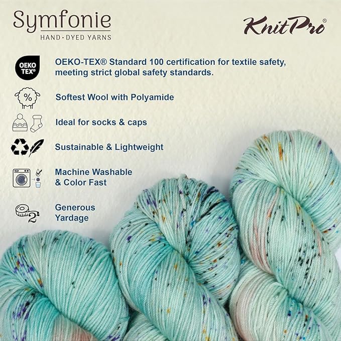 KnitPro Symfonie Fingering Weight Hand Dyed Variegated Yarn Skein | Extra Fine Merino Wool & Polyamide Blend for Knitting & Crocheting, Oeko-TEX Certified 400m, 100g | Terra Bonnie Blooms