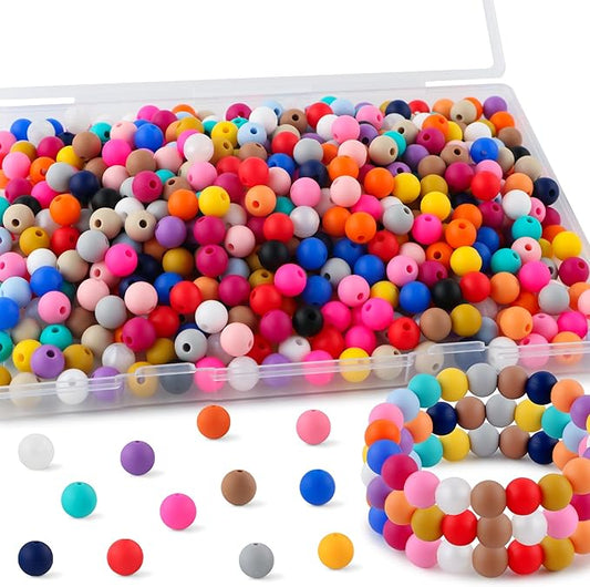 300Pcs 9mm Silicone Beads for Keychain Making and Bracelet Making,20 Colors Round Silicone Beads for Pens（Multicolor）