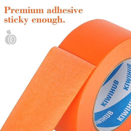 Orange Painters Tape,2 inch x 60 Yards x 3 Rolls (180 Yards Total) - Orange Masking Tape for Painting, Automotive Paint, DIY Crafting, No Residue