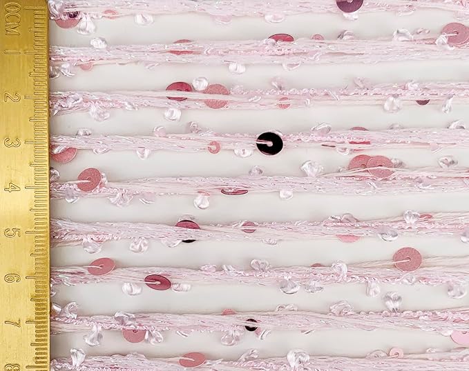 Artisanal Yarn Collection Multifiber Fancy Yarn with Pink Sequins for Knitting Crocheting Crafts DIY, Set of 3 Rolls (Pink Sequins)