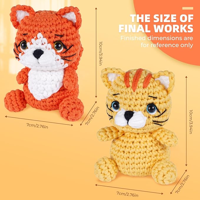 MOREJMTT Crochet Kit for Beginners, Learn to Crochet, Include Easy Knitting Soft Yarn, Step-by-Step Video Tutorial, Hook, Holiday Birthday Gift Adults (2pack cat)