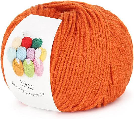 katech cotton yarn for crocheting-55% cotton 45% acrylic-4 medium (worsted)-super soft milk cotton yarn-great crochet and knitting starter kit for colorful craft（orange）