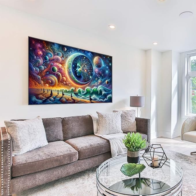mrpwnle 5D Diamond Painting Kits for Adults, DIY Large Size Moon Diamond Art Kits for Adults, Abstract Landscape Full Drill Gem Art Kits for Home Wall Decor Gifts 27.5 X 15.7 Inch