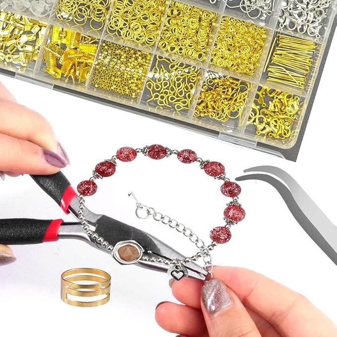 GoddenMene Adult Jewelry Making Supplies kit, Jewelry Making Materials and Tools, Including Jewelry Pliers, Wire, Necklace Chain, Discovery Items, Magnifying Glass and Storage Bag, Repair Assistant