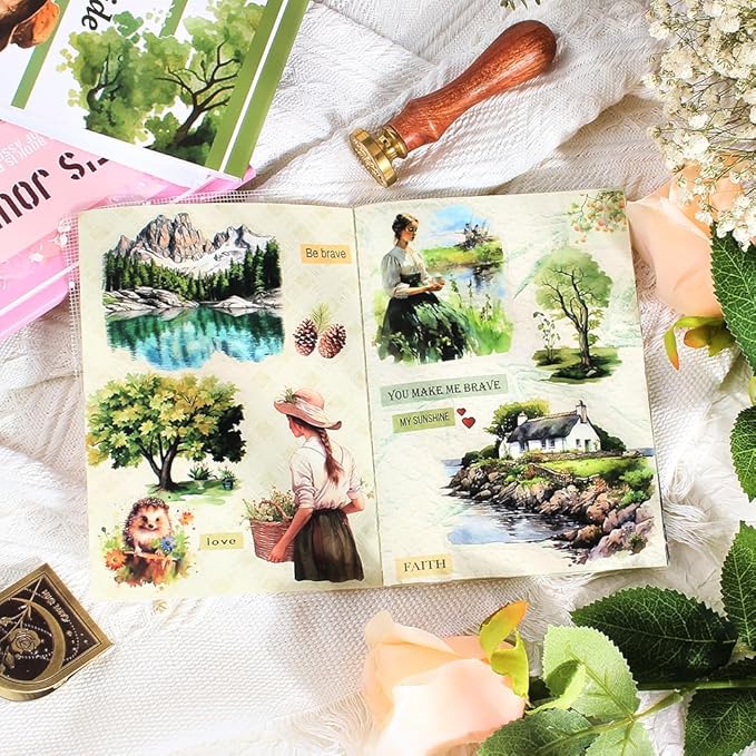 The Colors of The Countryside Journal Stickers for Junk Journaling, 20 Pre-Cut Scrap Book Sticker Sheets, Stickers for Scrapbooking Supplies, Planner, Bujo, Craft Arts
