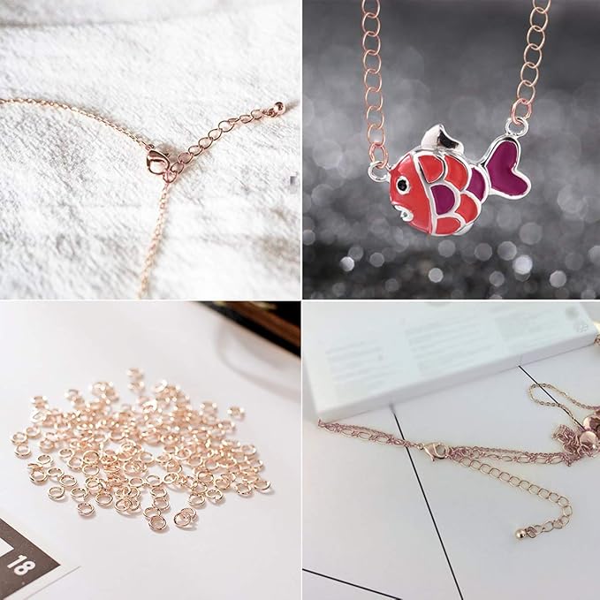 EuTengHao 1504pcs Open Jump Ring and Lobster Clasps Jewelry Repair Tools Jewelry Making Supplies Kit with Jewelry Making Accessories for Necklace Making Repair (Rose Gold)