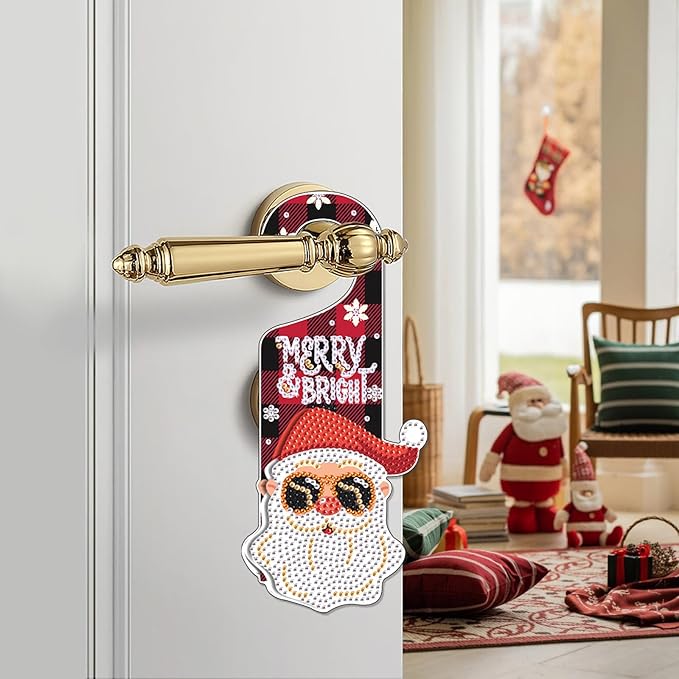 AiYuanzsh 5D Christmas Diamond Painting Door Sign Kit – Special-Shaped Drill DIY Hanging Pendant for Holiday Home Décor & Gift