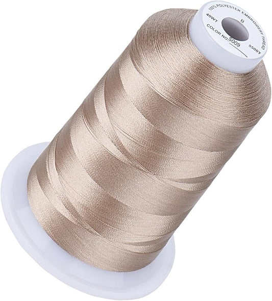 Simthread 5500Yds Embroidery Thread, 5000M High-Yardage 40WT 100% Polyester Thread – 170+ Vivid Colors, High-Speed Rated – Compatible with Brother, Singer, Janome & More - Old Lace S009