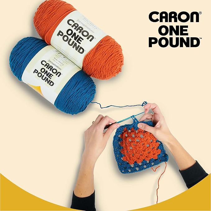 Caron One Pound Med Gray Mix Yarn - 2 Pack of 454g/16oz - Acrylic - 4 Medium (Worsted) - 812 Yards - Knitting/Crochet