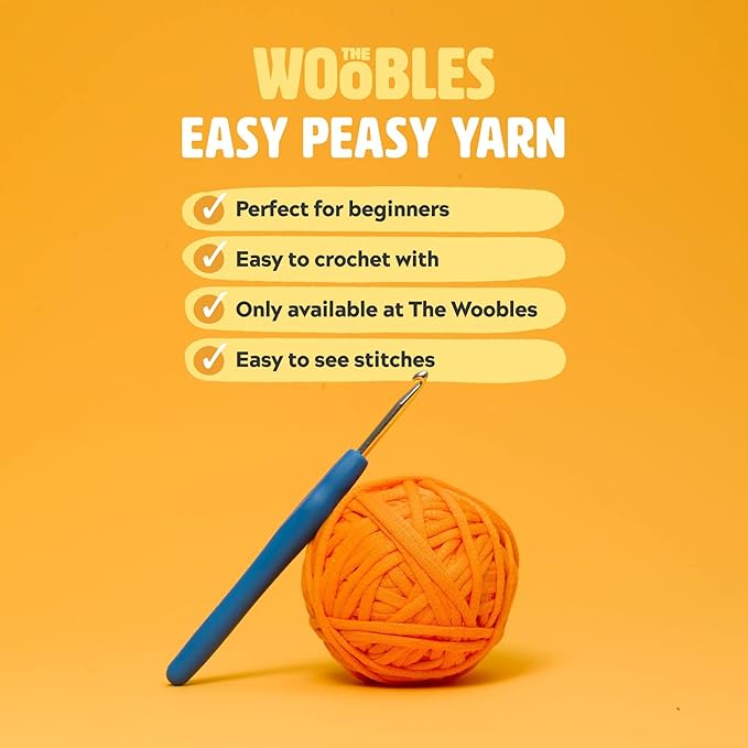 Woobles Easy Peasy Yarn for Beginners with Easy-to-See Stitches - Medium #4 Worsted Yarn - Cotton-Nylon Blend for Crocheting & Knitting