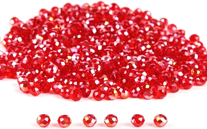 laopottbeads 1200pcs 4mm crystal glass beads for jewelry making beads for bracelets necklace pendants making supplies(red)