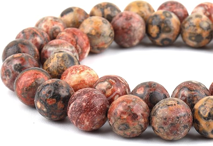 Natural Stone Beads for Jewelry Making - 6mm Gemstone Round Beads for Bracelets(58-60pcs, Leopard Print Stone)