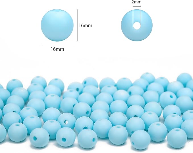 bonny boxx 60pcs 16mm matte light blue acrylic round beads, frosted plastic resin bubblegum balls chunky gumball beads for necklace and bracelet making, crafting supplies