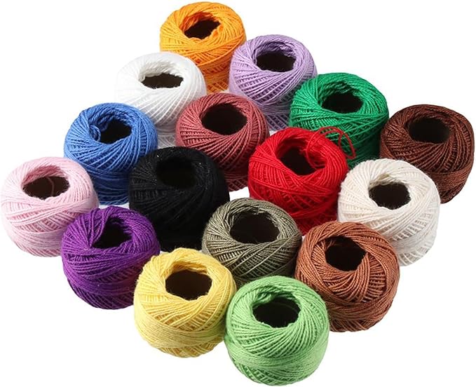 16 Rolls of Colorful Cotton Thread Ball Crochet Embroidery Rainbow Color Cross Stitch Thread Sewing for Cross Stitch Crafts(style2)