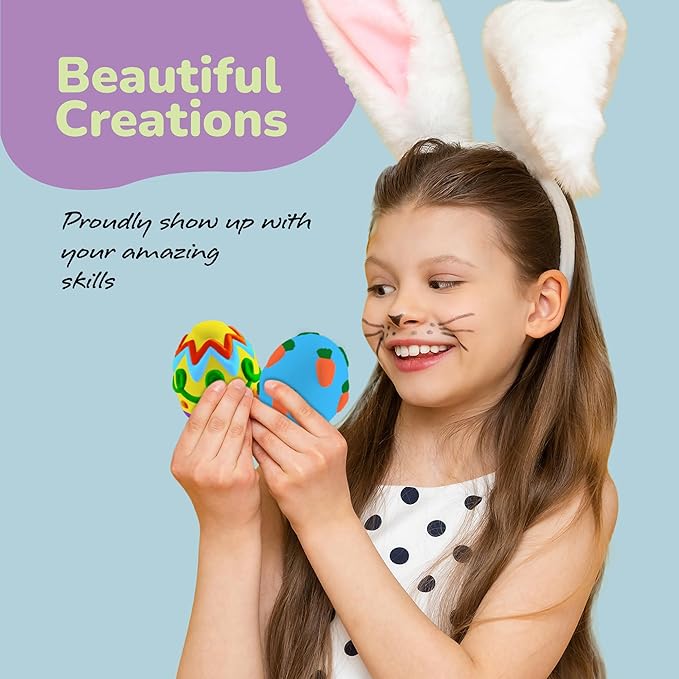 ArtCreativity 3D Easter Egg Painting Kit - Easter Craft Kit Includes Molds, Paint, Brushes for Kids & Adults - Ceramic Plaster Painting Kit - DIY Gifts for Spring - Basket Stuffers