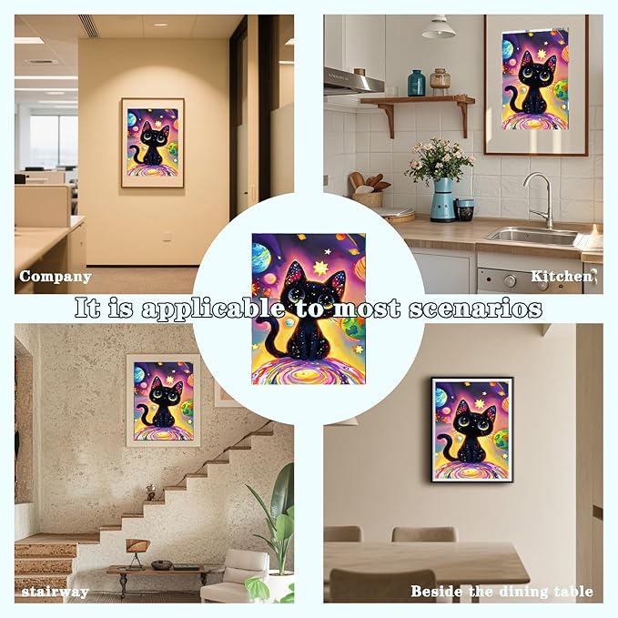 DOTZSO Cat Diamond Painting Kits for Adults, Easy DIY 5D Round Full Drill Diamond Art kit Diamond Dot Crystal Gem Art and Craft for Beginners Home Wall Decor 12x16 Inches