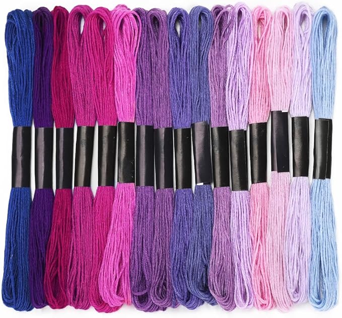Embroidery Floss 16 Skeins 8.7 Yard Purple Friendship Bracelet String Cross Stitch Threads for Jewelry Making Bracelet Stitching Thread Floss Bracelets Making Yarn