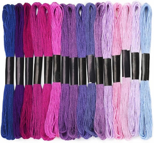 Embroidery Floss 16 Skeins 8.7 Yard Purple Friendship Bracelet String Cross Stitch Threads for Jewelry Making Bracelet Stitching Thread Floss Bracelets Making Yarn