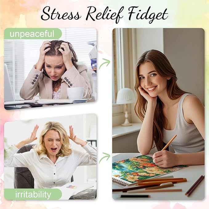 3Pcs Coloring Books for Adults Relaxation, Adult Coloring Books for Women Spiral Bound Printed On One Side, Mindfulness Gifts with 72 Patterns for Women to Relax(Mandala & Garden & Cottage)
