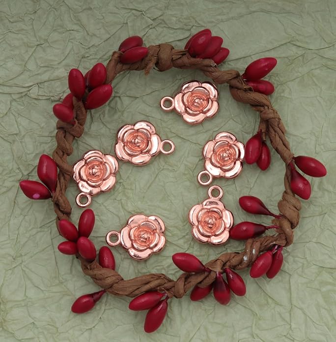 30 Pcs Rose Charms Vintage 1.6 X 1.2 X 0.4 CM Chic Flower Pendants for DIY Jewelry Making Kits Necklace Bracelets Earring Keychain Accessories
