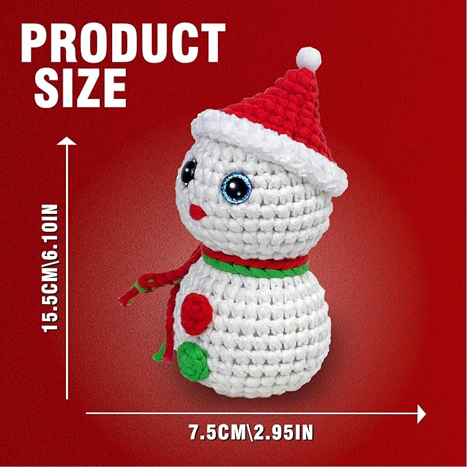 Kovarela Beginners Crochet Kit with Simple Crochet Yarn - with Step-by-Step Video Tutorials (Snow Man)