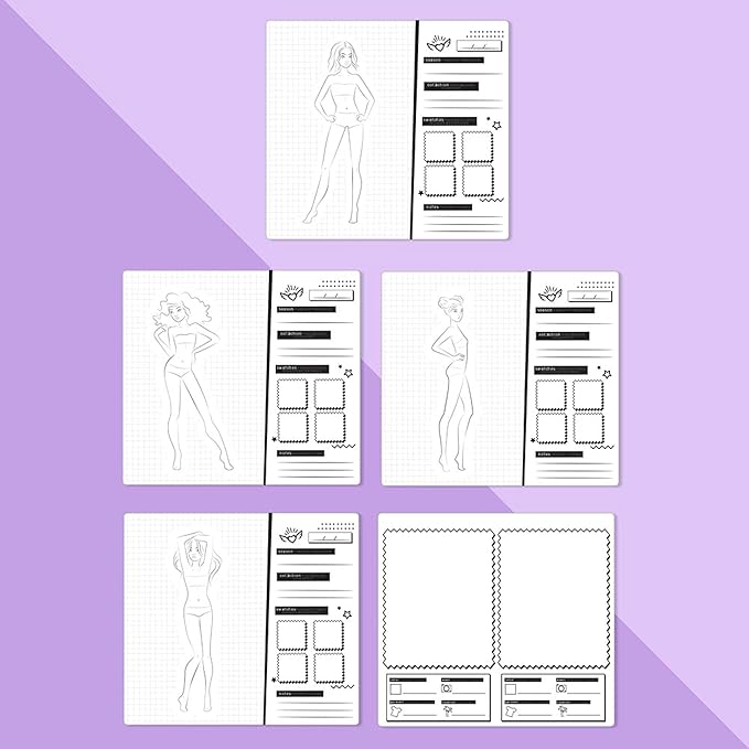 Fashion Angels Fashion Runway Design Portfolio Book, Includes 35 Sketch Sheets with 4 Stencil Pages & 150+ Stickers, Ideal for Kids Ages 8 & Up