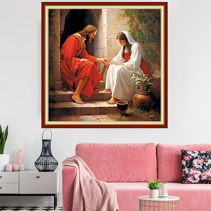 Redxing Stamped Cross Stitch Kits Embroidery kit for Beginners Adults Full Range of Embroidery Patterns Starter Kits DIY Printed Cross Stitch Kits Needlepoint Kits 11CT-Jesus Women's 18x18 inchs