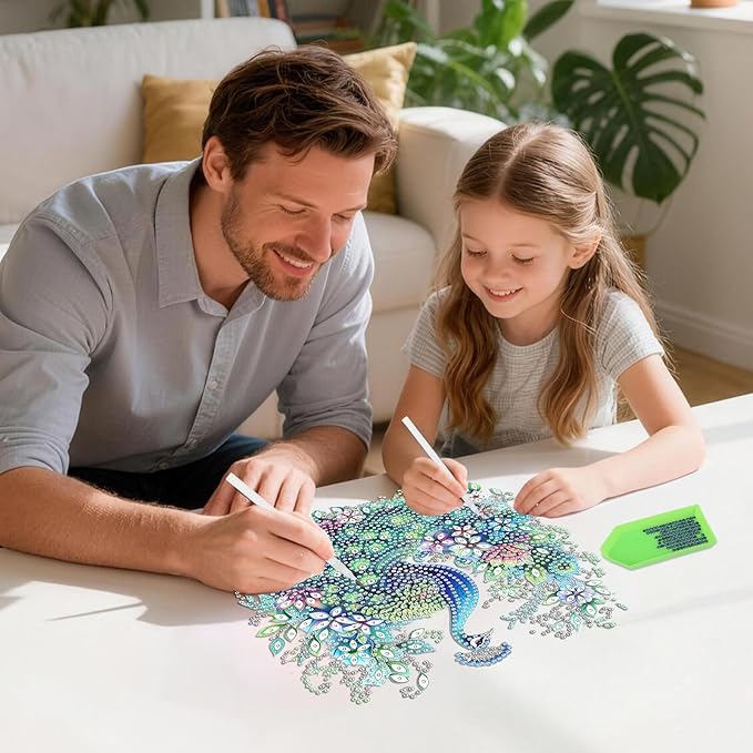 DOMROM Peacock Diamond Art Hanging Kits for Adults, Special Shaped Crystal Diamond Painting Peacock Pendant, DIY Diamond Art Suncatchers Animal for Home Garden Wall Decor Gift