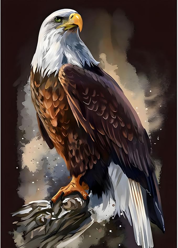 SENQAO Eagle Diamond Painting Kits for Adults, American Bald Eagle Full Drill Round Diamond Painting, for Room Decor Bedroom Decor Or Birthday for Friends 30x40cm