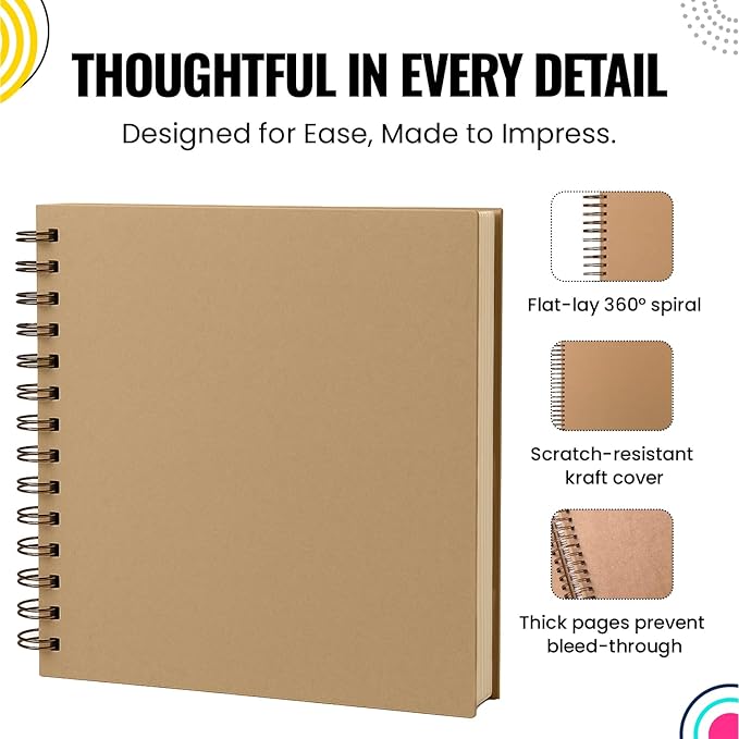 Scrapbook Album | Extra Thick Kraft Paper with Hardcover - 12 x 12 250 gsm, 50 sheet