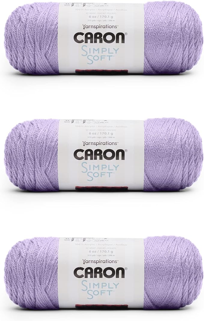 Caron Simply Soft Orchid Yarn - 3 Pack of 170g/6oz - Acrylic - 4 Medium (Worsted) - 315 Yards - Knitting/Crochet