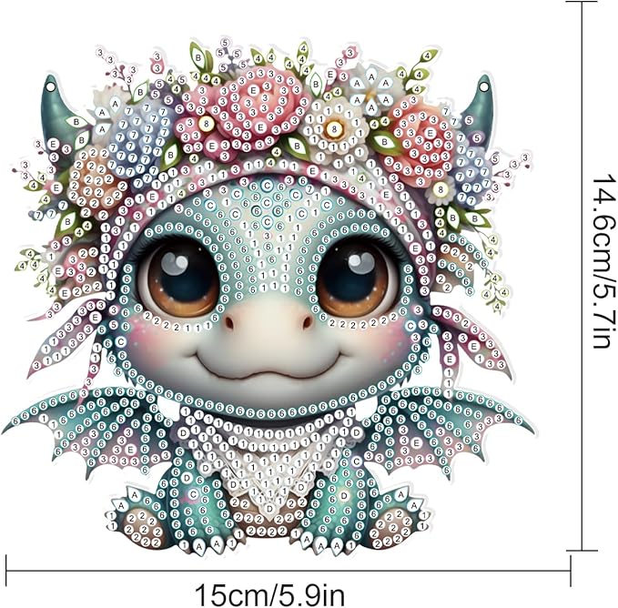 AiYuanzsh Diamond Art Painting Kits Hanging Pendant, Animal Baby Dragon Diamond Art Hanging Sign DIY Special Shaped Crystal Pendant Ornaments for Door Wall Window Home Xmas Halloween Decor