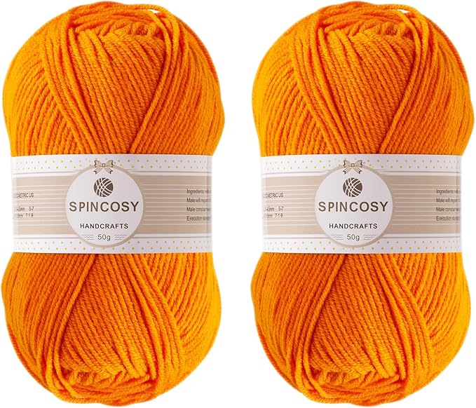 2 Pcs Crochet Yarn, Feels Soft 280 Yards Assorted Colors 4ply Acrylic Yarn for Crochet & Hand Knitting - Orange