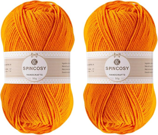 2 Pcs Crochet Yarn, Feels Soft 280 Yards Assorted Colors 4ply Acrylic Yarn for Crochet & Hand Knitting - Orange