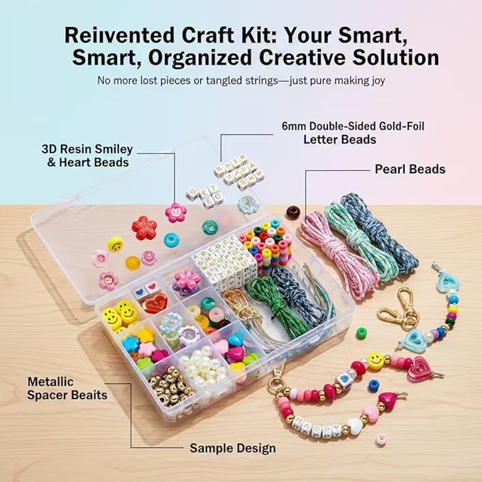 Xenothryxal 421PCS Beaded Keychain Making Kit for Women, DIY Bag Charm Kit with Acrylic Heart Flower Alphabet Beads Key Chain Supplies, Personalized Alphabet A-Z Name Making Kit Gifts