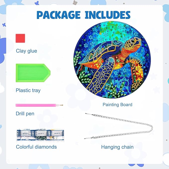 MAXBYE Sea Turtle Hanging Diamond Art Painting Kits for Adults Beginners, DIY 5D Special Shaped Crystal Painting Diamond Kits Hanging Ornament for Gift Home Wall Door Decor