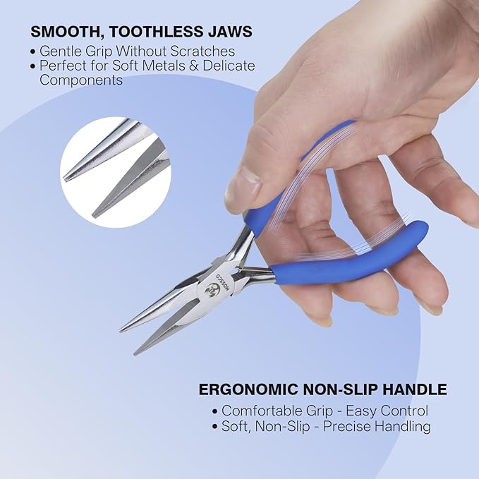 mossco jewelry pliers set, 3pcs jewelry making tools kit - round nose, needle nose and wire cutters for jewelry making, beading, wire wrapping, diy crafts and jewelry repair with carrying pouch