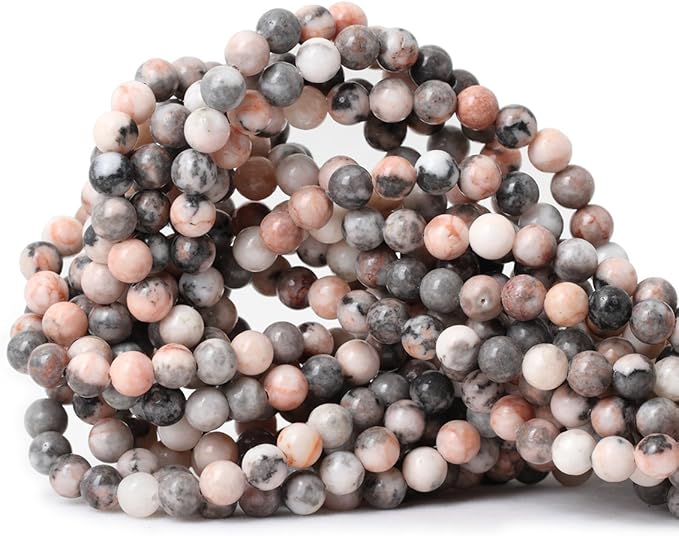 cheavian 60pcs 6mm natural pink zebra jasper round loose beads for jewelry making diy handmade 1 strand 15"