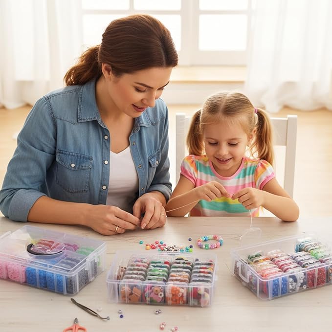 SGHUO Bead Organizer Box, 84 pcs Small Organizers, 3-Tier Stackable Storage Container Box for Art Craft Storage, Washi Tape, Kids Toys, Jewelry, Beauty & Sewing Supplies