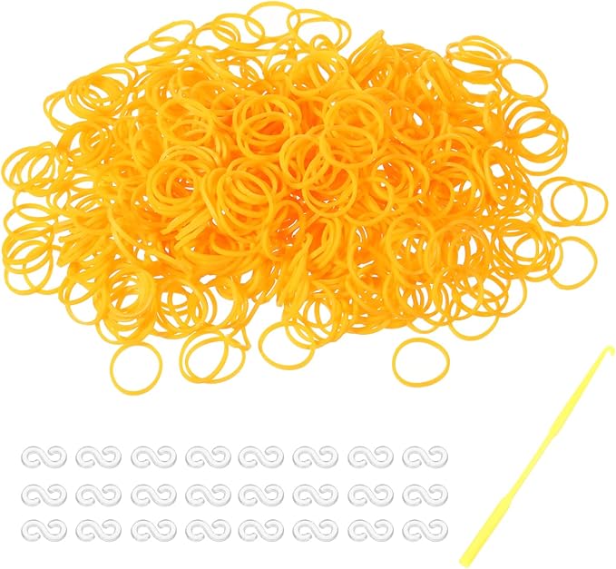 MECCANIXITY 600 Pcs Loom Rubber Bands Kit with 25 Pcs S-Clips 1-Hook Rubber Bands Refill Bracelet Making Kits for Weaving DIY Handcrafts Gift, Fluorescent Orange
