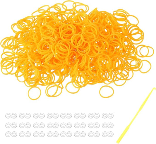 MECCANIXITY 600 Pcs Loom Rubber Bands Kit with 25 Pcs S-Clips 1-Hook Rubber Bands Refill Bracelet Making Kits for Weaving DIY Handcrafts Gift, Fluorescent Orange